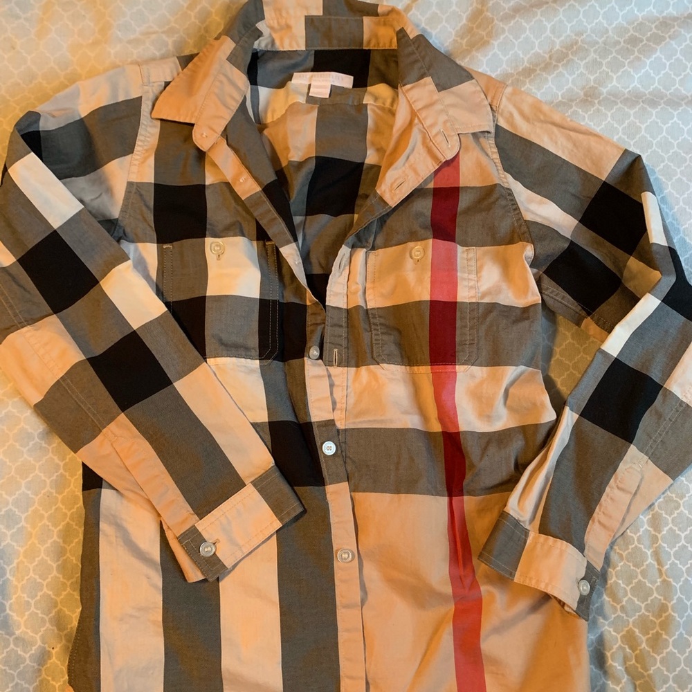 Boys authentic Burberry long sleeve button up